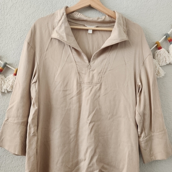 COS Lyocell Aline Zip Half Sleeve Beige Shirtdress Minimalist Boho Neutral 6 - Picture 4 of 11